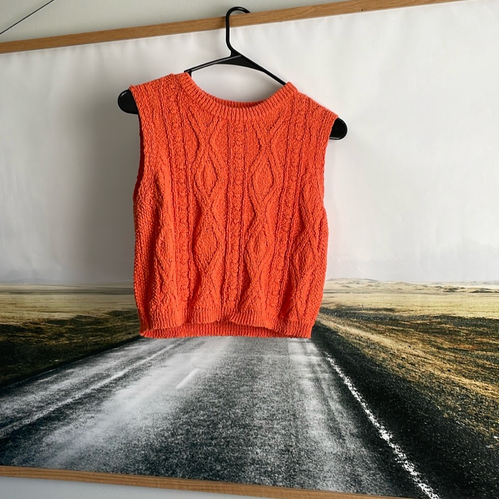 Cropped orange sweater vest